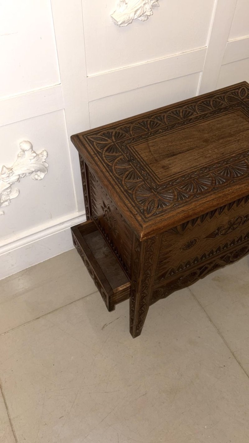 Antique Quality Hand-Carved Oak Marriage /Dowry Chest